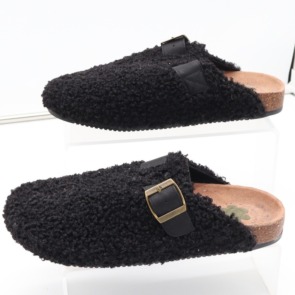Spring Step Clogs Womens 39 Dorian-B Black Faux Shearling Cork Buckle Excellent